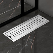 Plantex 304 Grade Stainless Steel Shower Water Drain Channel/12x4 Inch Floor Drain/Drainage Cover/Floor Drain Cover with Removable Grate - (VERTICLE, Chrome)
