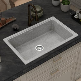 Plantex Quartz Acrylic Kitchen Sink/Undermount Sink for Kitchen with 10 Years Warranty by Plantex/Metalic Single Bowl Kitchen Sinks with Coupling (Siapan 32x20 Inches)