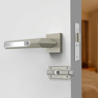Plantex Heavy Duty Door Lock- Door Lock for Bathroom/Balcony/Office with Baby Latch/mortise keyless door lock (7082 – Satin White & Chrome Finish)