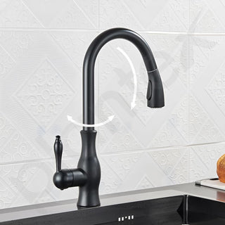 Plantex Pure Brass Single Lever Kitchen Sink Tap/Sink Tap for Kitchen Pull Out Flexible Swivel spout/Sink Mixer tap Hot & Cold/Tap for Kitchen Sink-(8989-Black)