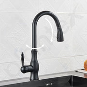 Plantex Pure Brass Single Lever Kitchen Sink Tap/Sink Tap for Kitchen Pull Out Flexible Swivel spout/Sink Mixer tap Hot & Cold/Tap for Kitchen Sink-(8989-Black)