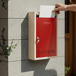 Plantex GI Steel Letter Box for Home/Suggestion Box for Office/Complaint Box/Mail Box/Post Box for Home Gate & with Secure Lock - (Red & Ivory) - Big Size Wall Mounted