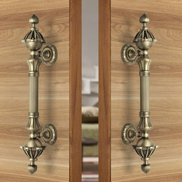 Plantex 13 Inch Main Door Handle/Antique Pull-Push Handle for Main Door/3 Years Warranty Pack of 2 (S-136-Brass)