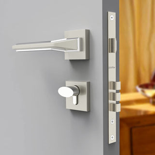 Plantex Heavy Duty Door Lock/Main Door Mortise/Handle Set for Home/Office with Baby Latch – Door Accessories (Satin White & Chrome Finish)