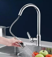 Plantex Pull-Down Kitchen Sink Tap/Pure Brass Sink Tap for Kitchen Basin with 360? Swivel Spout/Kitchen Sink Faucet- (Chrome)