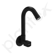 Plantex Single Lever Kitchen Sink Tap with Water Saving Aerator and Brass Spindle Tap/Quarter Turn Sink tap for Kitchen Basin with Wall Flange and Teflon Tape (Black)