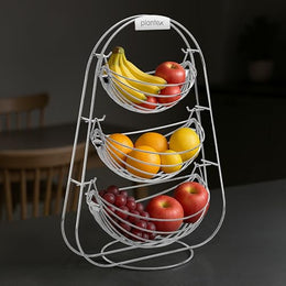 Plantex Stainless Steel 3 Step Swing Fruit and Vegetable Basket/Fruit Basket/Vegetable Basket for Kitchen and Dining Table