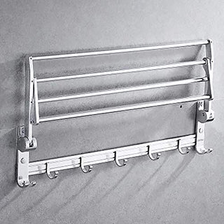 Plantex Space Aluminum Foldable Towel Rack/Towel Stand for Bathroom/Towel Hanger/Bathroom Accessories (24-Inch) - Silver