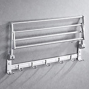 Plantex Space Aluminum Foldable Towel Rack/Towel Stand for Bathroom/Towel Hanger/Bathroom Accessories (24-Inch) - Silver