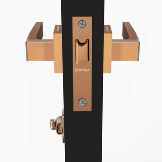 Plantex Heavy Duty Door Lock for Bathroom/Mortise Keyless Door Lock for Store Room/Balcony/Office with Baby Latch (7085 - PVD Choco & Satin Black Matt Finish)