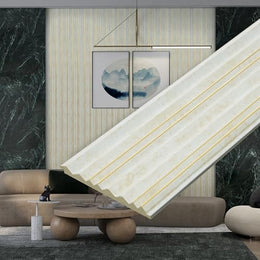 Plantex Wall Panels/Louvers Panel for Wall 8 Feet/Charcoal Panel for Interior Wall Décor/3D Wall Panel - Pack of 5 Covers - 16 Sq. Ft, Size-5 Inch x 8 Feet (Ivory Gold)