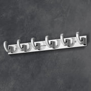 Plantex Aluminum Over The Door Hook Hanger/Hook Rail with 6 Hooks for Walls of Bathroom/Kitchen - Hook Rail for Bathroom - Pack of 2 (6 Pin, Chrome)
