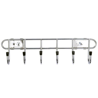 Plantex Stainless Steel Chrome Finish Wall Hooks for Hanging Clothes/Kitchen Rail with Hooks/Hook Rail for Bathroom - (6 Hooks, 13 inches)
