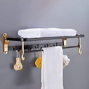 Plantex Aluminum Towel Holder for Bathroom/Towel Rack/Towel Hanger/Bathroom Accessories Set (24 Inch - Black and Gold)