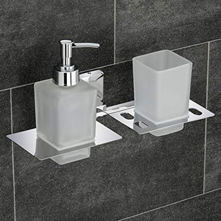 Plantex Iris 304 Grade Stainless Steel 2in1 Liquid Soap Dispenser with Tumbler Holder/Soap Stand/Tooth Brush Holder/Bathroom Accessories - Pack of 1