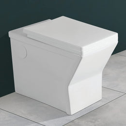 Plantex Platinum Ceramic Commode/Western Floor Mounted Commode/Water Closet/Western Toilet With Soft Close Toilet Seat - S Trap Outlet (White)