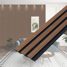 Plantex Wall Panels/Wooden Louvers Panel for Wall 8 Feet/Charcoal Panel for Interior Wall Décor/3D Wall Panel - Pack of 3 Covers - 9 Sq. Ft, Size-5 Inch x 8 Feet (Wooden-Classic Strip)