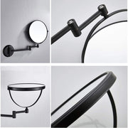 Plantex Premium Brass Magnifying Mirror/Two-Sided 360° Swivel Shaving Mirror With 5x/1x Magnification/Vanity Mirror for Bathroom (8 Inches-Black/Wall Mount)