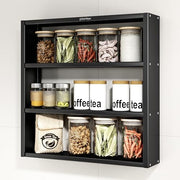 Plantex Premium Steel 3 Tier Spice Rack/Multipurpose Shelf/Spice Jar Organizer/Storage Rack for Kitchen/Wall Mounted/Shelf for Bathroom/Livingroom/Bedroom (Black)