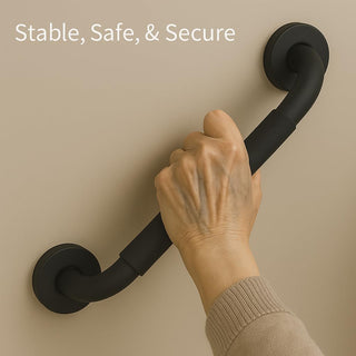 Plantex 304 Stainless Steel Grab Bar for Toilet with Grip/13 inch Anti-Slip Handle for Bathroom Support - Pack of 2 (Black)