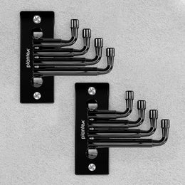 Plantex Flexible 4 pin Wall Hooks/Modern Wall Hanger/Hooks for Wall Heavy Items/Cloth Hanger/Towel Hanger for Wall (Black) Pack of 2