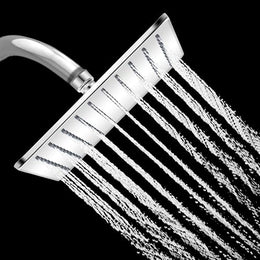 Plantex Stainless Steel Shower Head for Bathroom/8 x 8 inche Square Overhead Shower without Arm/Adjustable Bathroom Shower-(Elegance-Chrome)