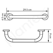 Plantex 11 Inch Stainless Steel Grab Bar for Toilet/Safety Support for Senior Citizens/Secure Bathroom Handrail/Bathroom Accessories (Black)