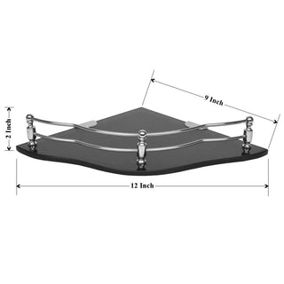 Plantex Premium Black Glass Shelf for Living Room/Bathroom Glass Shelf/Kitchen Corner Shelf Wall Mount Flower Shape - Premium Bathroom Organizer (9x9 Inches - Pack of 3)