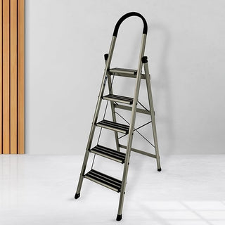 Plantex Guardex 4 Step Foldable Aluminum Ladder for Home/Ladder with Anti-Slip Shoes and Edge Guards/5 Year Manufacturer Warranty (Anodize Coated-Gold)