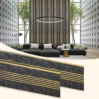 Plantex Louvers Panel for Wall/8 Feet Wall Panels/3D Charcoal Panel for Interior Walls Décor - Pack of 7 Covers - 56 Sq. Ft, Size-1 Feet x 8 Feet (YD-1207)