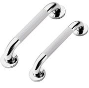 Plantex Non-Slip Toilet Support for Elderly People/304 Grade Stainless Steel Balance Support Grab Bar for Bathroom - Pack of 2 (Chrome & White)
