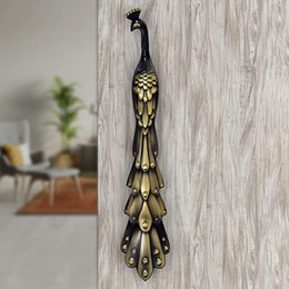 Plantex Peacock Shape Door Handle/16-inches Door Handle for Main Door/Pull Push Antique Glass/Wooden Door Handle/Home & Door Decor - Pack of 1 (Rich Brass Antique Finish) - 3 Years Warranty
