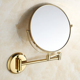 Plantex Brass And 304 Grade Stainless Steel Body Two-Sided 360Ã‚Â° Swivel Mirror/Magnifying Mirror/Mirror For Makeup/Vanity Mirror Wall Mounted(8 Inches/Golden Finish) - Round