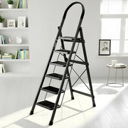 Plantex Steel Ladder for Home/Strong Foldable Wide 6 Step Ladder/Anti-Skid 6 Step Ladder - (Apex - Black)