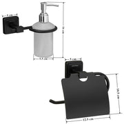 Plantex 304 Grade Stainless Steel Toilet Paper Holder/Liquid Soap Dispenser/Tissue Paper Roll Holder/Shampoo Dispenser/Bathroom Accessories - Combo (Black, Decan)