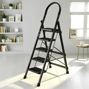 Plantex Steel Ladder for Home/Strong Foldable Wide 5 Step Ladder/Anti-Skid 5 Step Ladder - (Apex - Black)