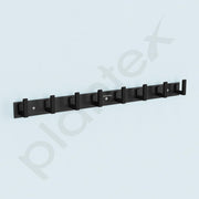 Plantex Aluminum Hook Rail with L-Shape Hooks for Walls of Bathroom/Kitchen–Hook Rail Bar for Clothes/Towel/Keys-Pack of 2 (8 Hooks, Black)