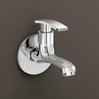 Plantex Long Body Bib Cock for Bathroom with Water Saving Aerator/Wall Mount BibTap with Wall Flange and Teflon Tape for Bathroom (Samar-1262-Chrome Finish)