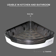 Plantex Corner Shelf for Bathroom Plastic/Unbreakable ABS Plastic Corner Shelf/Multipurpose Wall Mounted Corner Shelf/Plastic Corner Shelf for Bathroom with Removable Tray/(8x8 inches, Black & White)