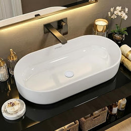Plantex Platinum Ceramic Wash Basin/Basin for Bathroom/Tabletop Wash Basin/Bathroom Basin with 10 Years Glaze Warranty by Plantex (White, 28 x 14 x 6 Inch)