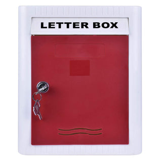 Plantex Durable Plastic A4 Letter Box/Mail Box/Post Box for Gate Home/Suggestion Box for Office use/Donation Box with Secure Lock and Keys (Red & White), Wall Mountable