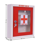 Plantex Metal First Aid Box/Emergency Medical Kit for Medicine Storage/Multi Compartment First Aid Kit Box for Home, School, Office with Key Lock - Pack of 15 - (Red & Ivory)