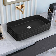 Plantex Wash Basin for Bathroom/Ceramic Basin/Rectangle Table Top Basin/Wash Basin for Home/Restaurant (Charcoal Black - 26 x 15 x 5 Inch)