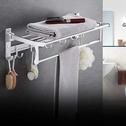 Plantex Space Aluminum Foldable Towel Rack/Towel Stand for Bathroom/Towel Hanger/Bathroom Accessories (24-Inch) - Silver