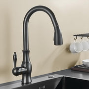 Plantex Pure Brass Single Lever Kitchen Sink Tap/Sink Tap for Kitchen Pull Out Flexible Swivel spout/Sink Mixer tap Hot & Cold/Tap for Kitchen Sink-(8989-Black)