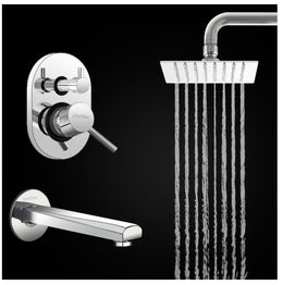 Plantex Brass Concealed Body High Flow Diverter Full Set with  6 x 6 inch  Overhead Shower and Bath Tub Spout/Bathroom Shower Set -- Combo (Chrome)