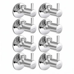 Plantex Single Lever Angle Cocke for Bathroom with Brass Spindle/Angle Valve with Wall Flange and Teflon Tape/Stop Cock for Wash Basin/Kitchen- Pack of 8 (Chrome)