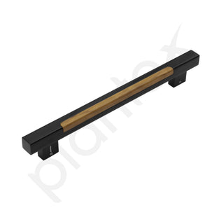 Plantex Main Door Handle - 15 Inch Glass and Wooden Pull-Push Handle - Pack of 1 (S-606-Black and Wood) - 3 Years Warranty