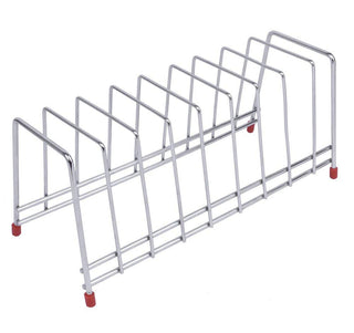 Plantex Stainless Steel Square Plate Rack/Dish Rack/Thali Stand/Dish Organizer Stand/Plate Fixer/Plate Holder (Chrome)