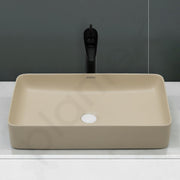 Plantex Ceramic Table Top Wash Basin/Rectangle Basin for Bathroom/Over Counter Washbasin for Restaurant/Hotel (Matt Khaki, 24 x 14 x 4.5 Inch)